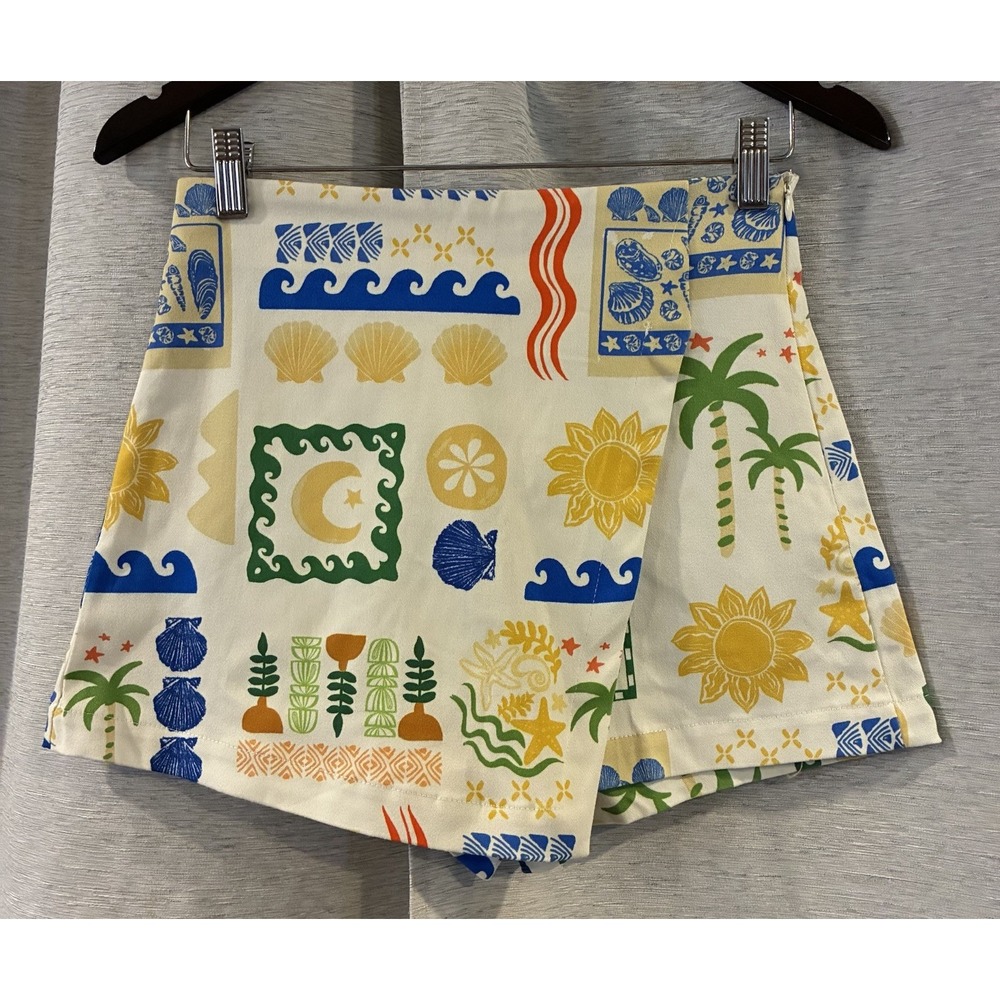 Flying Tomato Sunny Daze Tropical Beach Skort Small Multicolor IP6850